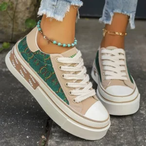 2024 Fashion Women Printed Canvas Shoes Casual Female Anti-Slip Vulcanize Platform Sneakers Ladies Spring Platform Walking Flats - Image 1