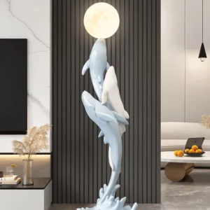 Home Decor Luminous Whale Statue Large Floor Decor Nordic Living Room Auspicious Animal Sculpture Art Ornament Housewarming Gift - Image 2