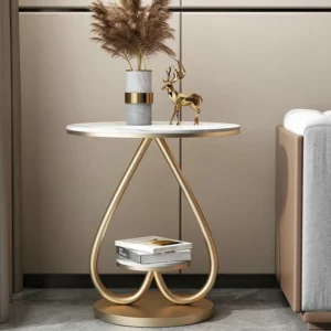 A few modern bedside tables near the luxurious sofa, simple small round table, small apartment corner in the living room, and - Image 2