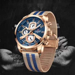Quartz Watch For Men Casual Sport Calendar Week Display Luminous Waterproof Clock Mesh Steel Strip Men Watch Relogios Masculino - Image 1
