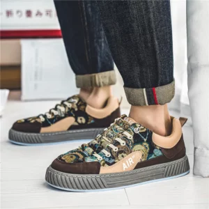 Original Men's Canvas Sneakers Fashion Breathable Elastic Casual Sports Shoes Man Outdoor Flat Non-slip Skateboard Shoes For Men - Image 4