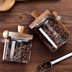 Coffee Bean Storage Jar Glass Sealed Jar with Spoon Storage Box Coffee Powder Storage Can Tea Can - Image 1