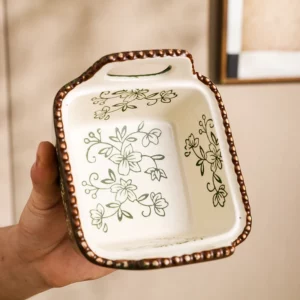 Ceramic Microwave Baking Bowl Home Hand-painted Isolation Painted with Lid Bead Point Snack Candy Dried Fruit Bowl with Cover - Image 5