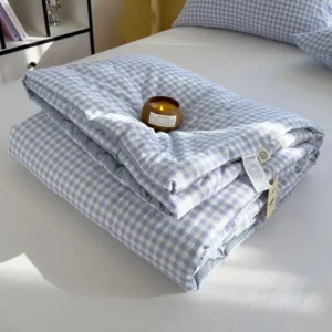 Fresh Plaid Summer Quilt High Quality Double-sided SummerQuilts Queen Bed Quilt Simple Luxury Comforter Thin BedCover Bedding. - Image 4