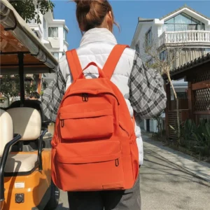 2022 New Korean Large-capacity Outdoor Backpack Boys Girls Solid Color School Bag Female Wear Oxford Cloth Student Backpack - Image 5