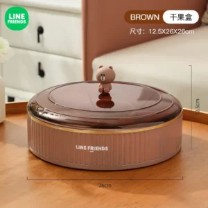 LINE FRIENDS Brown Doll Living Room Coffee Table Plastic Dried Fruit Cartoon Storage Tray Anime Kawaii Draining Tall Fruit Tray - Image 6