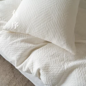 3/4Pcs Bedding Set Japanes Washed Cotton Bed Linen Sets Jacquard Weave Pleat Double Bed Sheet Duvet Cover Comforter Bedding Sets - Image 4