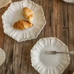 French Style Relief Ceramic Plate High End Creative Steak Dinner Plates Household Soup Bowls Dishes Tray Vintage Tableware - Image 4