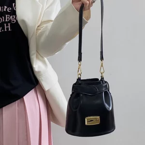 Fashion Design Women's Bucket Shoulder Bag Pu Leather Ladies Small Messenger Bags Small Purse Handbags Female Crossbody Bag - Image 5