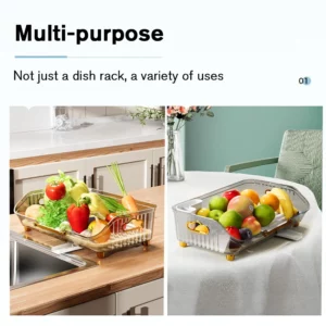 Luxury Dish Drying Rack Eco-friendly Drainer Rack With Drain Basket Tableware Bowl Organizer Kitchen Utensils Dish Storage Rack - Image 3
