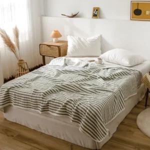 Summer Autumn Thin Quilt 100% Cotton Blankets Striped Knitted Comfortable Washable Bed Blanket Quilting Suitable for Adults Kids - Image 4