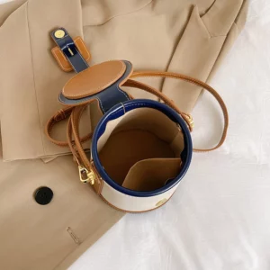 New Fashion Design Box Shape Cross Body Bag Female Short Handle Bag Cowhide Leather Women Small Shoulder Bag Bucket Bag - Image 3