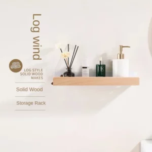Bathroom Storage Shelves，Wooden bathroom Rack Wall-Mounted Punch-Free, Seasoning Board shower Storage Rack，bath shelf organizer - Image 2