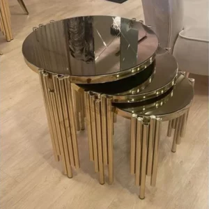 room furniture small apartment tempered glass top minimalist nordic gold nesting side table set of 3 for villa - Image 4