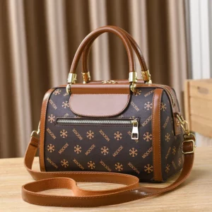 2025 Trendy Vintage PU Tote Bag Women 3D Pocket Coffee/Gold Crossbody Bag - Image 2