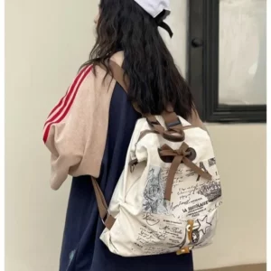 Hot Selling Versatile Graffiti Nylon Fashionable Women's Backpack 2025 New Trend Large Capacity Commuting School Bag - Image 4