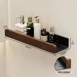 Walnut bathroom toilet shelf no punch toilet sink restroom wall storage towel racks - Image 3
