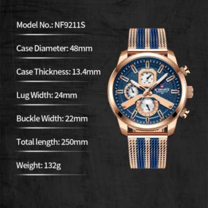 Quartz Watch For Men Casual Sport Calendar Week Display Luminous Waterproof Clock Mesh Steel Strip Men Watch Relogios Masculino - Image 3