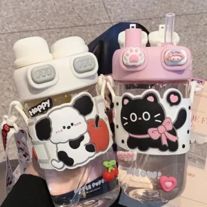 Cartoon Kawaii Kids Capybara Water Bottle With Straps and Straws One Cup for School and Festivals for Children Back To School - Image 2