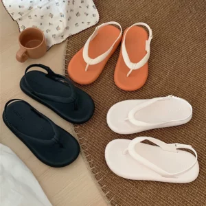 Women's Sandals Summer Solid Color Platform Cozy Herringbone Slippers Outdoor Beach Slippers Waterproof Sandals ladies Shoes - Image 2