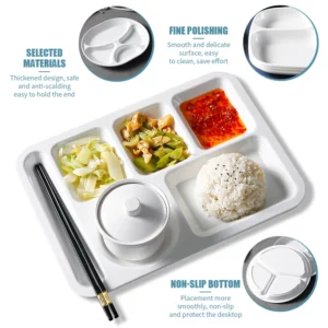 Food Dinner Plates Divided Dinner Tray Lunch Container Food Plate for School Canteen 3/4/7 Section Kitchen Compartment Plate - Image 5