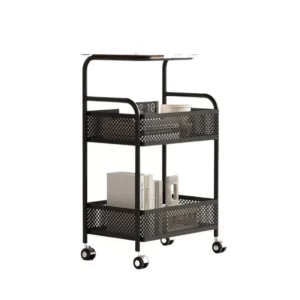 Cream Style Multi-Tier Sofa Side Table Rolling Snack Rack Living Room Coffee Table Small Movable Shelf for Bedroom - Image 6