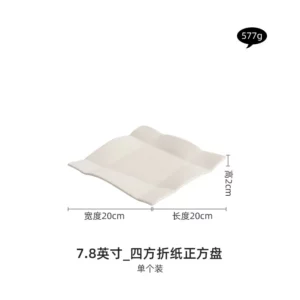 Dehua ceramic hammer pattern western food plate household dish steak plate high-end tableware square plate dessert - Image 6