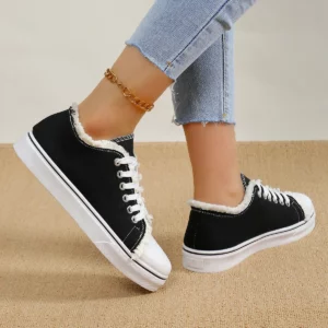 Women Canvas Shoes Fashion New Spring Autumn Sneakers Low Cut Lace-Up Women Vulcanize Shoes Woman Flats Off White Shoes Female - Image 6