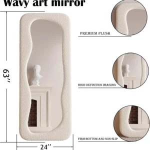Full Length Mirror 63"x24",Irregular Wavy Mirror, Wave Arched Floor Mirror,Wall Mirror Standing Hanging or Leaning Against - Image 6