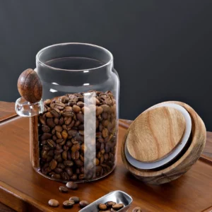 Coffee Bean Storage Jar Glass Sealed Jar with Spoon Storage Box Coffee Powder Storage Can Tea Can - Image 4