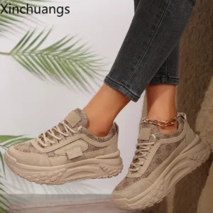 New Women's Causal Sneakers Woman Fashion Breathable Lace Up Sports Shoes Platform Walking Designer Shoes - Image 3