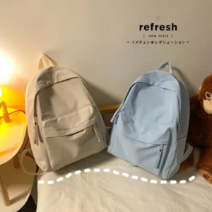 Waterproof Nylon Backpack for Women Simple Solid Color Bookbag Travel Backpack for Student Girls School Bag Female Shoulder Bags - Image 4