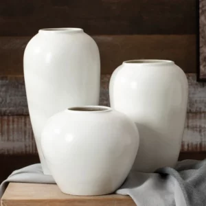 White Ceramic Vase Modern Minimalist Home Decoration Dry Flower Hydroponic Arrangement Vases Table Living Room Decor Jarron - Image 2