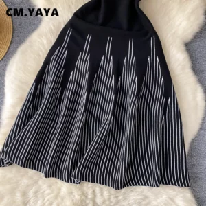CM.YAYA Women Sleeveless Striped Knitted O-neck Mini Dress 2025 Summer Elegant Beach Party Evening Night Club Chic Dresses - Image 4