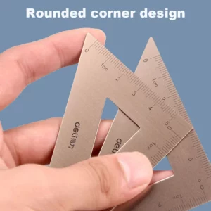 Deli Metal Ruler School Drawing Measuring Triangle Ruler for Kids Learning Angle Straight Ruler Set Office Accessories Supplies - Image 5