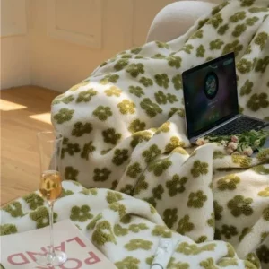 Lamb Fleece Blanket Coral Fleece Sofa Throw Blanket Thicken Flower Patter Warm Jacquard Double Sided Plush Bed Bedspread Blant - Image 5