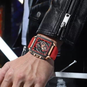 CRRJU Fashion Sports Watches with Large Dial Unique RectangularHollow Design Quartz Wristwatches with Chrongraph Auto Date - Image 4