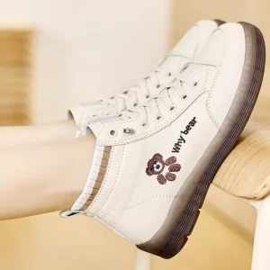 2024 New Women Genuine Leather Sneakers Spring High-top Casual Shoes Autumn First Layer Cowhide Ladies High Top Vulcanized Shoes - Image 5