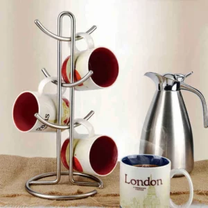 1Pc Practical Desktop Coffee Cup Holder Kitchen Tea Mug Hanging Storage Drain Rack Stand Glass Home Supplies - Image 2