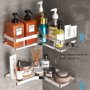 No Drill, Thickened Flat Bar Triangle Shelf, Waterproof Rectangle Storage Organizer for Bathroom and Kitchen - Image 4