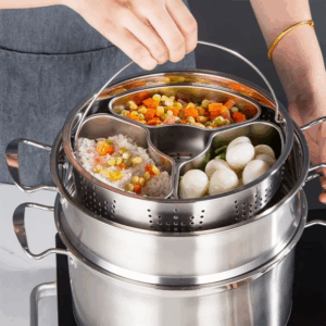 Stainless Steel Steaming Plate Fan Shaped Divided Steaming Plate Grid Household Food Steaming Bowl Tray Kitchen Accessories - Image 6