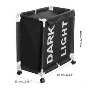 F68D 2 Grids Foldable Laundry Basket Large Capacity Dirty Clothes Toy Storage Basket - Image 2