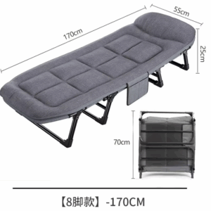 Folding Bed Single Gray Sofa Bed Office Nap Bed Simple And Portable Office Folding Bed Sturdy And Easy To Store Folding Bed - Image 2