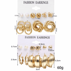 11 Pairs A Set Fashion Zinc Alloy Faux Pearl Rotation Geometry Decorative Earrings Womens Daily Decoration - Image 2