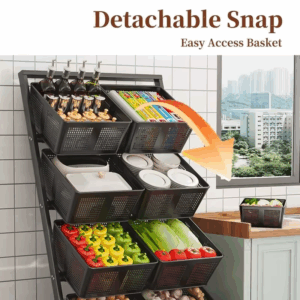 Metal rack removable kitchen vegetable basket for fruit and vegetable storage multifunctional trolley - Image 2