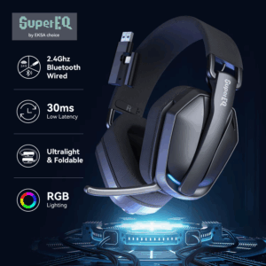 SuperEQ G19BT 2.4GHz Wireless Gaming Headphones Ultra-light Bluetooth 5.4 Headset Gamer with Mic for PC/PS5/Xbox By EKSA Choice - Image 7