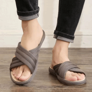 Man's Summer New Four Seasons One Word Linen Slippers Soft Sole Non Slip Sweat-Absorbing Silent Home Slippers - Image 3