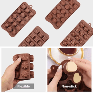 4 Pack Chocolate Flower Molds Reusable Silicone Cake Chocolate Candy Fondant Mold Durable Rose Floral Mould for Baker Ice Butter - Image 3
