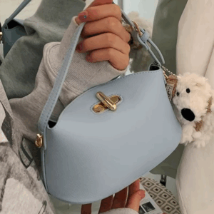 Litchi Leather Gold Button Handbag Brand Niche Fashion Simple Bucket Bag Korea Soft Pink Versatile Luxury Shoulder Bag For Women - Image 4
