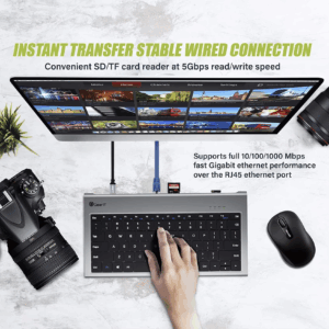 11-IN-1 Multi Usb C Docking Station With Keyboard 100W PD, 4K HDMI, VGA, Ethernet, Card Reader, USB 3.0, Aux USB C HUB - Image 3
